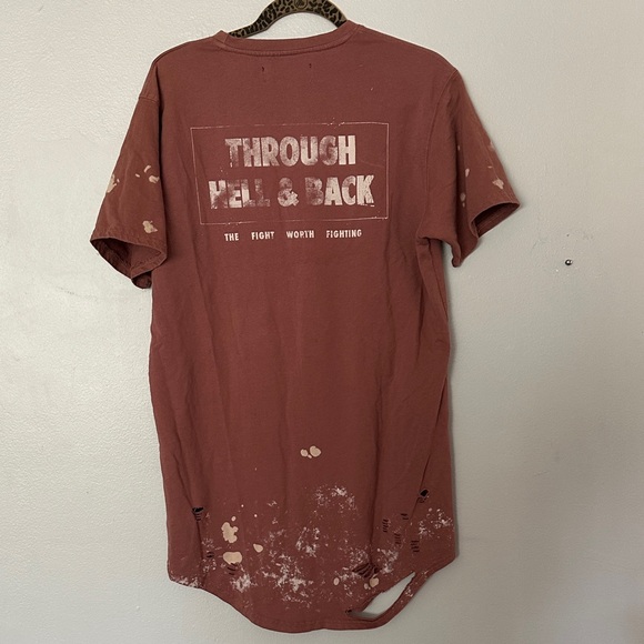 ENWL Women's Short Sleeve Distressed Tee - Rust - Picture 3 of 3